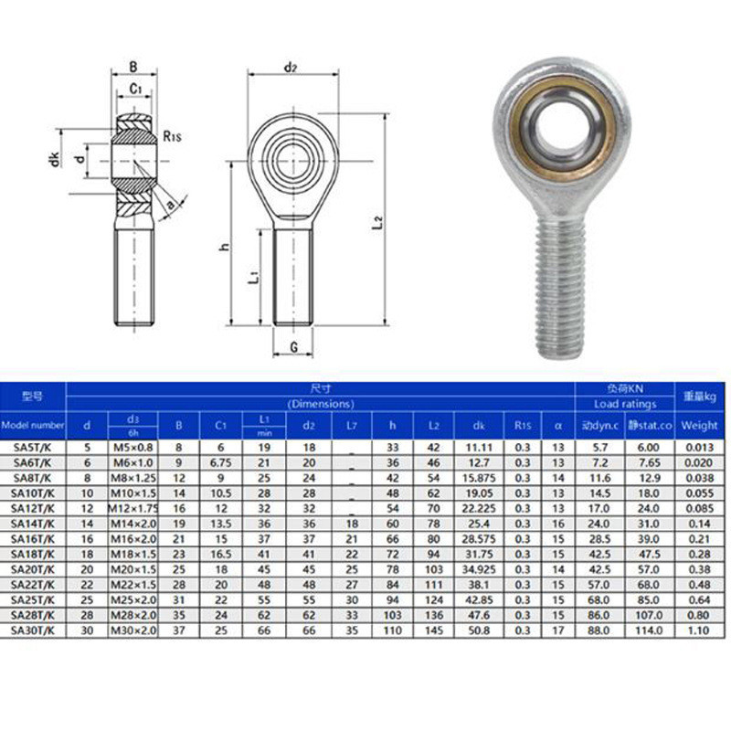 7075-T6 Αλουμινίου Heims Rod End Bearings AM Series 1/4 5/16 3/8 7/16 1/2 5/8 3/4 1 για τις αρθρώσεις Heim
